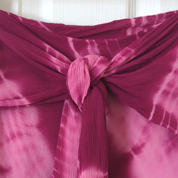 Lucky Brand Y2K Vintage Tie Dyed Silk Strapless A-Line Mini Wrap Dress Purple S - Picture 11 of 12